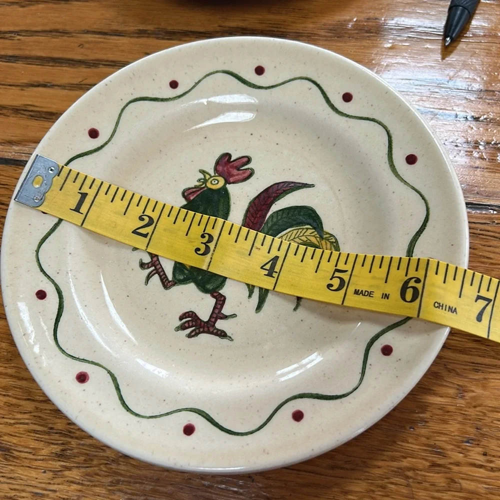 Vintage Metlox Poppytrail bread plates in California Provincial Rooster pattern.